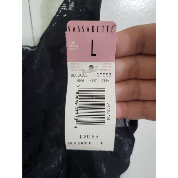 Vassarette Sheer Lace Camisole SZ L/40 Tank Top 17-053 y2k Floral Babydoll Black - Picture 5 of 8